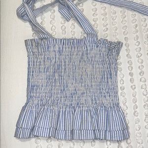 Blue Life Striped Smocked Tank
